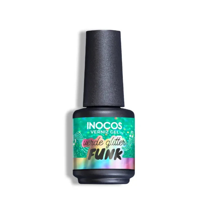 Esmalte semipermanente Inocos Festival de Verao - Verde Glitter Funk 15ml - Imagen 1