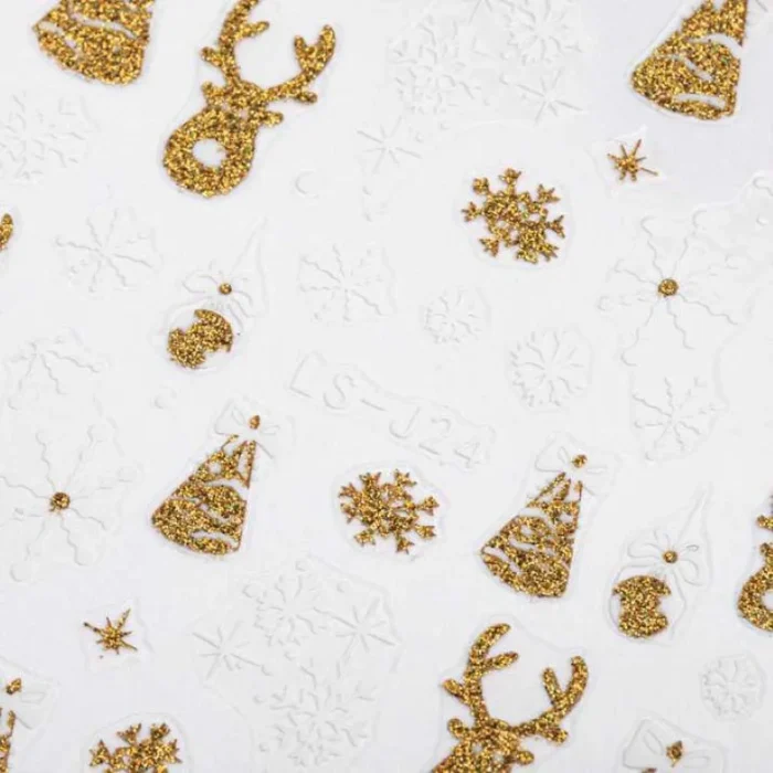 Pegatina uñas Navidad 3D Oro blanco LS-J24 - Imagen 2