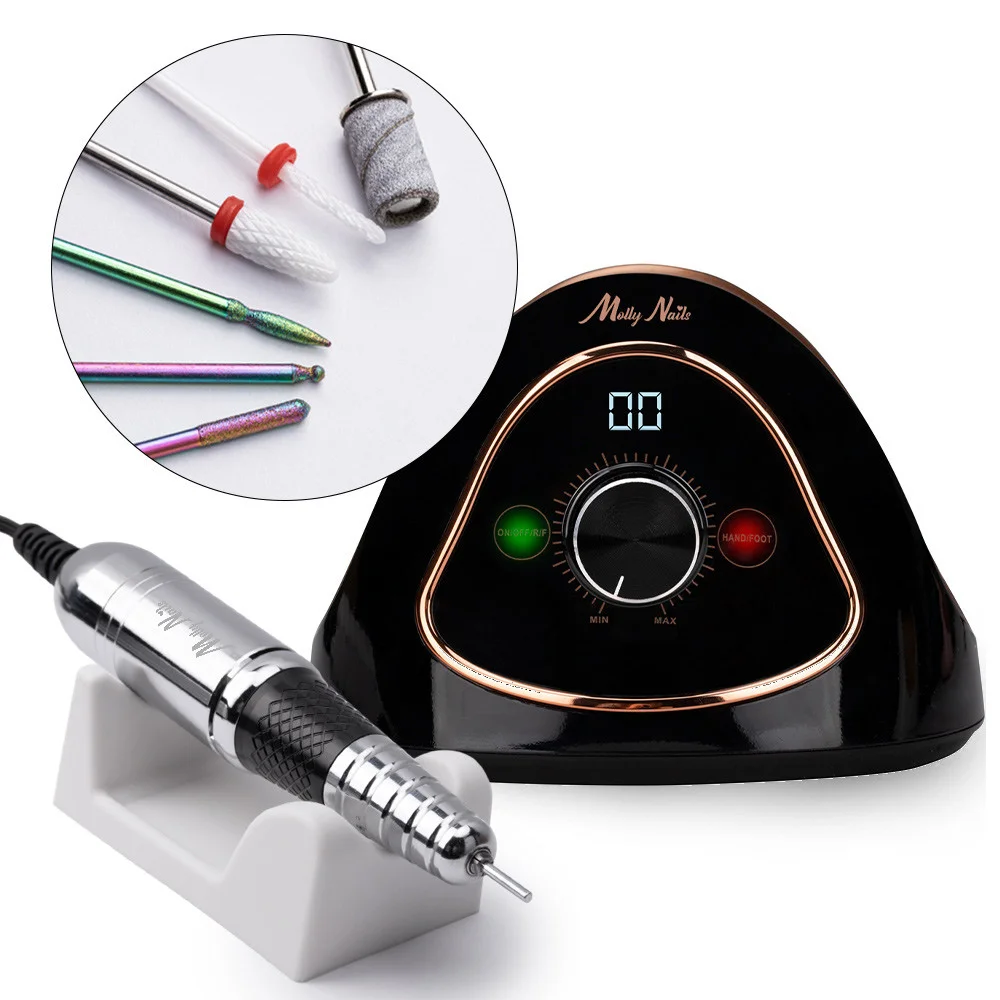 frezarka-do-paznokci-68w-molly-nails-do-manicure-pedicure-czarno-zlota-m15 Torno Profesional Molly Nails M15 68W 45.000 RPM - Imagen 1