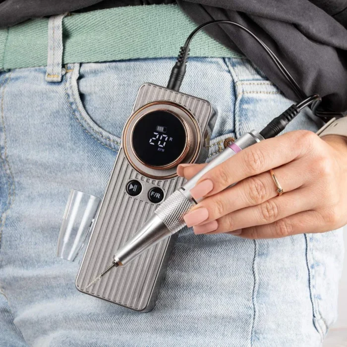 Torno Profesional Manicura/Pedicura Gris-Dorado . M 108 50w 35.000RPM - Imagen 2