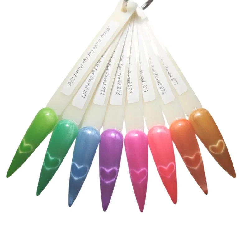 ML16132-Muestrario-carta-de-color-uñas-Molly-Lac-Nails-Cat-Eye-Pastel-HEMA-Di-HEMA-Free Molly Lac Muestrario Colección Cat Eye Pastel