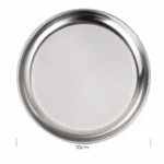 Bandeja metálica redonda plateada para herramientas